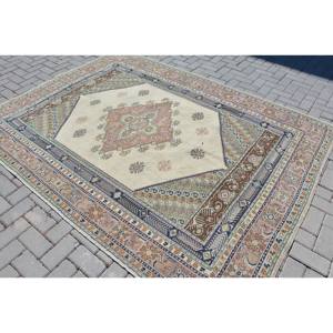 พรมหญ้าทะเลคอตตอนออร์แกนิกงานเย็บปะทำด้วยมือขนาด6.2x8ฟุตคลาสสิกสีขาวสไตล์ตุรกีโบราณ - Product Image 2