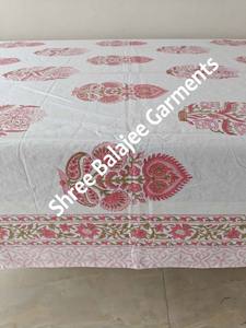 Fait à la main belle nappe en pur coton rose et bleu indien ferme mariage décoratif main bloc imprimé couverture de Table - Product Image 6