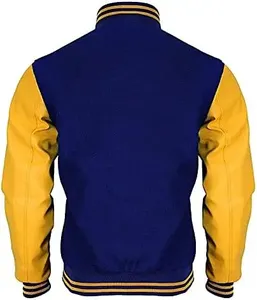 Chaqueta Varsity para Hombre, Azul Marino y Dorado, con Botones al Frente, Corte Regular, Cuello Alto, para Otoño - Product Image 2