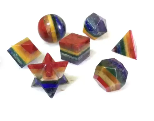 Juego de Geometría Sagrada de siete chakras con cristales naturales de la Mejor calidad | Juego de Geometría Sagrada curativa de cristales de 5 y 7 piezas a la venta