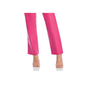 Jeans Americani a Vita Alta e Gamba Dritta in Finta Pelle, Modello Good Icon Rosa, Taglia 6, Denim Lavabile con Decorazione a Bottoni - Product Image 3