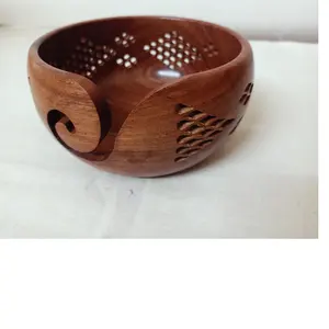 custom made engraved wooden yarn bowls holders suitable for resale by yarn supplies stores ideal for spinners and weavers