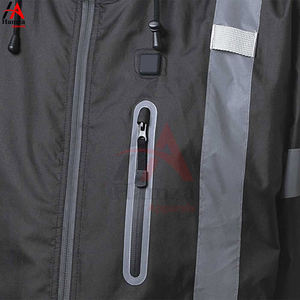 เสื้อแจ็กเก็ตผ้าโพลีเอสเตอร์ที่มองเห็นได้ชัดเจนปกมีซิปแขนยาวสีดำสำหรับฤดูใบไม้ผลิ - Product Image 6