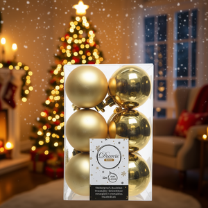 Amicasa 12-Piece Christmas <b>Tree</b> Ball Set Gold <b>Plastic</b> 6cm Ornaments 9021830 - Product Image 3