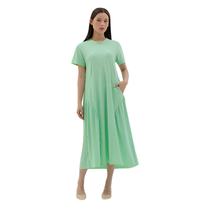 Robe décontractée pour femmes de haute qualité Maxi en polyester à manches courtes confortable avec motif solide sensation de main douce Durable-Chantale - Product Image 2