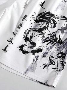 Shorts de sport pour homme avec motif de dragon, taille élastique, mi-longueur, 100% polyester, respirant, séchage rapide, pour l'été - Product Image 4