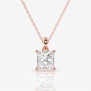 Pendentif Solitaire en Or 14 carats avec Diamant Moissanite Taille Princesse – Élégant Pendentif & Breloque Solitaire - Product Image 5
