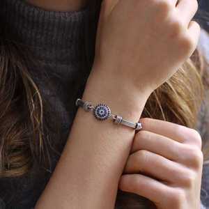 925 Sterling Silver Fine <b>String</b> <b>Bracelet</b> with Lapis Lazuli Beads - Product Image 1