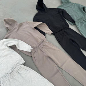 Ensemble de survêtement de sport surdimensionné de haute qualité, sweat-shirts personnalisés, pour la salle de sport, vente en gros, taille plus, coton d'hiver, tenue de sport - Product Image 3