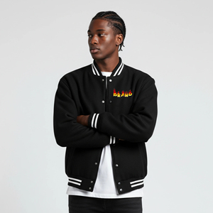 Chaqueta Varsity Personalizada para Hombre, con Capucha y Cuello Camisero, de Lona Impermeable, 100% Lana, Estilo Casual de Invierno - Product Image 4
