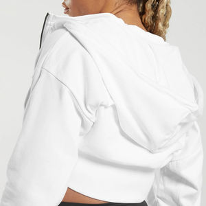 Top corto de lana de algodón de alta calidad para gimnasio, sudaderas con capucha para mujer, Top corto de Fitness de invierno, sudaderas con capucha, logotipo con estampado frontal y cremallera, último diseño - Product Image 3