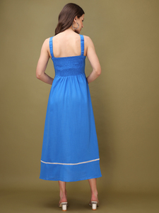 Women's Solid Fit and Flare Maxi Sleeveless Halter Neck <b>Dress</b> - Product Image 2