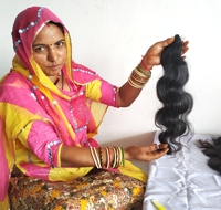 Extensions de cheveux humains vierges indiens Remy 100 % naturels non traités, double trame machine, à clipser/à tisser, noirs, ondulés