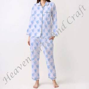 Conjunto de Pijamas de Algodón 100% para Mujer, Ropa de Dormir Suave para el Hogar, Conjunto de Pijamas de Primavera/Verano con Estampado Floral/Personajes/Letras/Patrón/Vacaciones/Árbol, Modelo PJ126 - Product Image 6