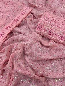 Ropa de fiesta Georgette suave con bordado de lentejuelas Trabajo Sari Mujer Fabricante de moda de Surat a la tarifa más baja - Product Image 4