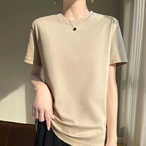 Camiseta de manga corta de algodón mercerizado de gama alta para mujer, camiseta de fondo de media manga de Color sólido para verano - Product Image 4