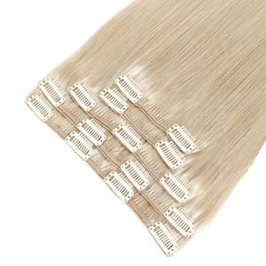 คลิปต่อผม 18A สีบลอนด์ประกายเทา ผมแท้บราซิลแบบเรมี่ ตรง  ชนิดเทปใส - Product Image 1