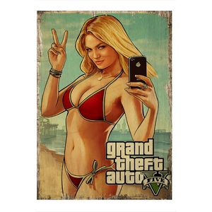 GTA 5บิกินี่สีแดงโต๊ะไม้รุ่นผู้หญิง18ซม. X 27ซม.