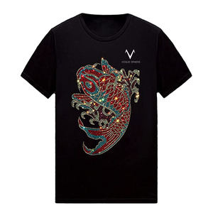 Camisetas de Hombre con Logotipo Personalizado OEM, 100% Algodón, con Pedrería, Manga Corta, Secado Rápido, Precio de Fábrica - Product Image 1