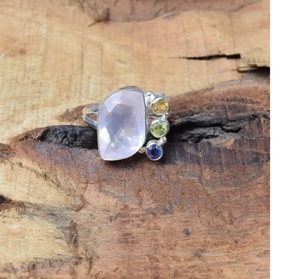 Pink <b>Rose</b> <b>Quartz</b> 925 Sterling Silver Natural Multi Gemstone <b>Ring</b> For Birthday Gift Handmade Silver <b>Ring</b> - Product Image 2