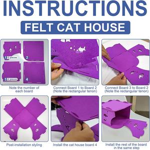 Maison pour animaux de compagnie écologique personnalisable en feutre avec découpes en forme de poisson, détachable, empilable, pliable, amovible, lavable, design intérieur - Product Image 6