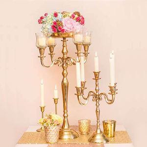 Porte-bougie de mariage pour la décoration de la maison/candélabre doré - Product Image 1