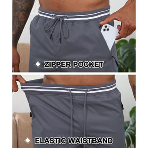 Short de course trois-quarts à séchage rapide pour hommes Short de sport décontracté en tissu de maille respirant motif solide Short de sport pour hommes pour hommes - Product Image 2