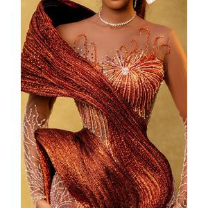 Copper Rose Couture George Luxury Gele Wrap con diseño esculpido y llamativo - Product Image 2