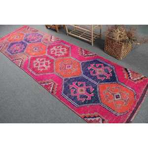 พรมเฮอร์กีตุรกี ขนาด 3.1x10 ฟุต (94x306 ซม.) พรมวินเทจขอบสีแดง - Product Image 4