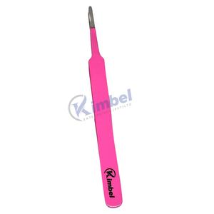 Pinces à cils professionnelles personnalisées en acier inoxydable incurvé rose pour les techniciens des cils - Product Image 5