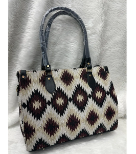 Bolso Tote de Cuero PU para Mujer, Ecológico, Reutilizable, para el Verano, con Asas Reforzadas, Cierre de Cremallera, Diseño Moderno Estampado, India - Product Image 1
