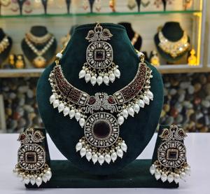 Hermoso conjunto de collar con diseño de pavo real con pendientes y Tikka para boda, fiesta de compromiso, regalo de moda para mujer - Product Image 2