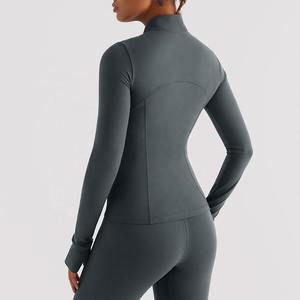 2024 <b>Women's</b> High Quality Long Sleeve Zip Gym Fitness Training Yoga <b>Jacket</b> Comfortable Windbreaker Stomach Control Solid Pattern - Product Image 3
