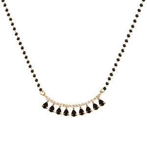 Black <b>Ruby</b> Mangalsutra Fine Beaded <b>Necklaces</b> Collection - Product Image 1