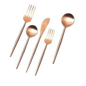 Juego de Cubiertos de cuchara y tenedor más vendido, utensilios de cocina con acabado Chapado en cobre, juego de cubiertos de latón para uso de Catering - Product Image 3