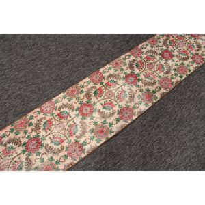 Tapis turc, petit tapis 1,8x8,1 pi (55x248 cm), vert vintage géométrique avec éléments floraux - Product Image 3