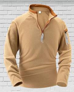 Sweat-shirt tactique zippé pour hommes chaud polaire col montant poches zippées automne hiver pullover décontracté d'extérieur hauts - Product Image 2