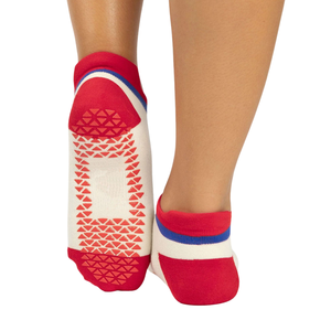 Venta al por mayor de calcetines de yoga antideslizantes con logotipo personalizado con puños a rayas de algodón transpirable Pilates Crew CERTIFICADO DE FÁBRICA DE Vietnam - Product Image 6