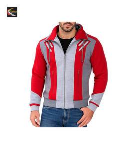 Blouson bombardier élégant en gros avec panneaux rouge et gris chiné Approvisionnement d'usine à bas prix - Product Image 6