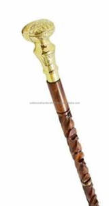 ไม้เดินเดินเดินเดินไม้แท่งทองเหลืองแข็งพร้อมที่จับทองเหลืองสีเงิน - Product Image 3