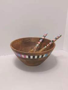 Bol de service de salade et de fruits en bois d'acacia ou de mangue de style nouveau pour la maison, la cuisine et la vaisselle de restaurant - Product Image 6