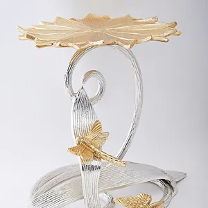 Support de bijoux tendance pour la maison bijoux de fête de mariage plateaux de vanité support de décor support de fleur fini doré support de bijoux en métal