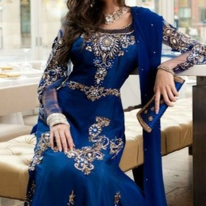 Vestido de tela de seda con adornos de cuentas de cristal, LATEST---FLOOR-LRNGTH, trabajo de piedra y DABKA para boda, novedad de 2022 - Product Image 1