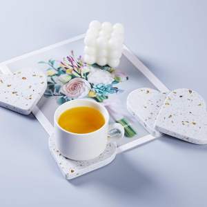 Classic <b>Ceramic</b> Heart Shape <b>Coasters</b> Set of 4-Eco-Friendly Drink <b>Coasters</b> for Tabletop Protection - Product Image 6