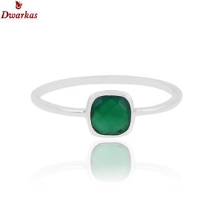 Élégant minimaliste 925 argent sterling vert onyx pierre naturelle pour fille femmes bague délicate de qualité supérieure en gros - Product Image 3