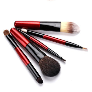 Profesional 5 uds Mini pinceles de maquillaje con mango de madera de pelo sintético de alta calidad logotipo personalizado conjunto rojo muestra gratis al por mayor privado - Product Image 2