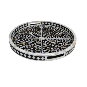 DRIVEN INLAY TRAY PLATEAU DE SERVICE FAIT À LA MAIN LUXE Incrustation d'os Ramadan Petit déjeuner Nourriture Fruits Café Thé Plateau décoratif - Product Image 5