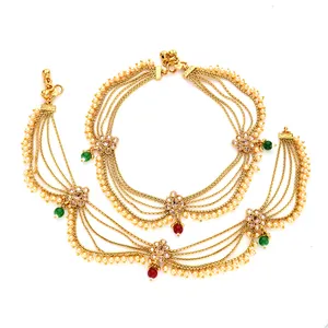 도매 인도에서 금도금 213594 수출업자와 함께 가장 인기있는 판매 골동품 Moti Payal