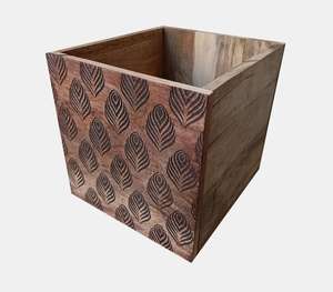 Low MOQ Custom CNC Engraved Mango <b>Wood</b> Leaf Motifs <b>Planter</b> Premium Home Decor Wholesaler Manufacturer - Product Image 4