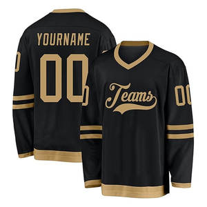 Personalisiertes Schwarzes Eishockey-Trikot Maßgefertigte Schwarz-Weiße Eishockey-Trikots Unisex Polyester/Baumwolle Material Individuelles Logo Eishockey-Geschenke - Product Image 3